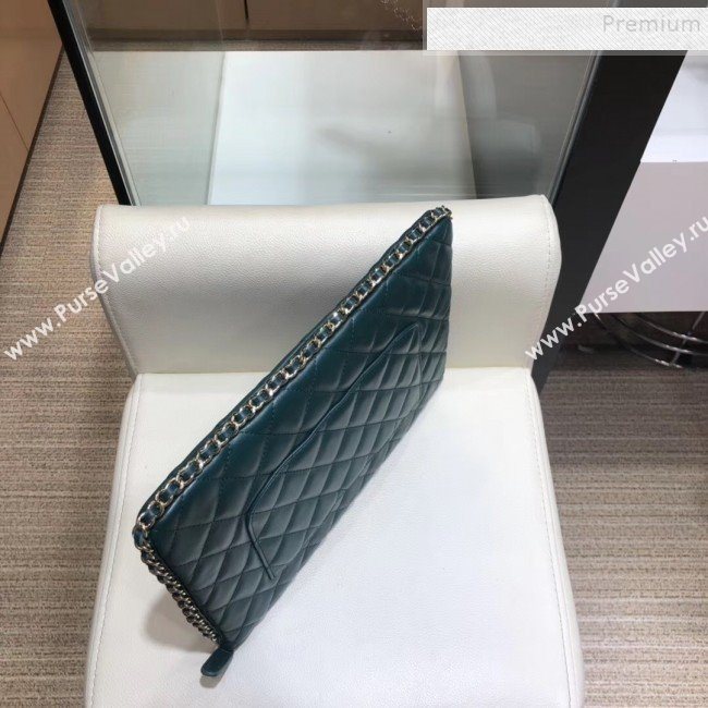 Chanel Quilted Lambskin Chain Trim Pouch AP0638 Green 2019 (SMJD-9101416)