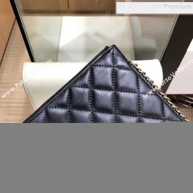 Chanel Quilted Lambskin Chain Trim Pouch AP0638 Black 2019 (SMJD-9101417)
