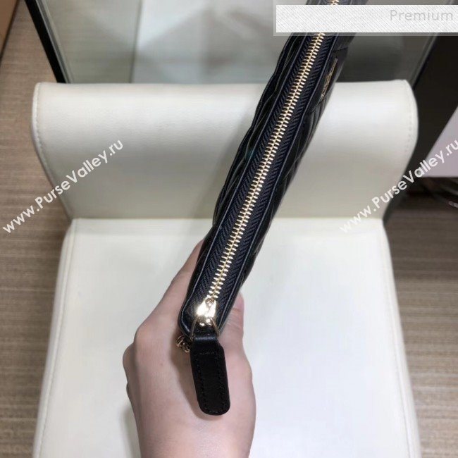 Chanel Quilted Lambskin Chain Trim Pouch AP0638 Black 2019 (SMJD-9101417)