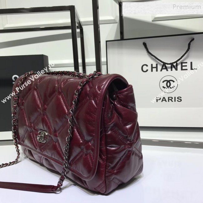 Chanel Quilted Puffer Wax Calfskin Flap Bag Red 2019 (JIYUAN-9101406)