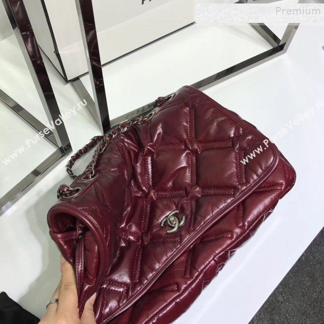 Chanel Quilted Puffer Wax Calfskin Flap Bag Red 2019 (JIYUAN-9101406)