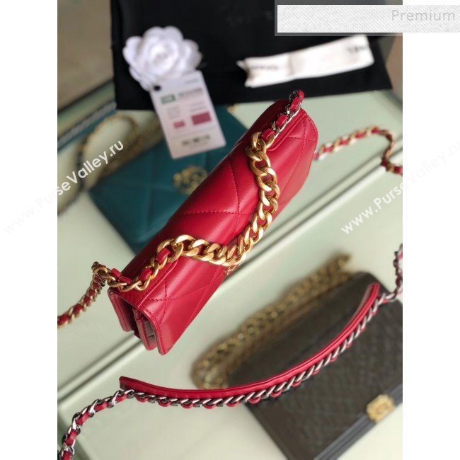 Chanel Quilted 19 Wallet on Chain WOC AP0957 Red 2019 (FM-9101410)