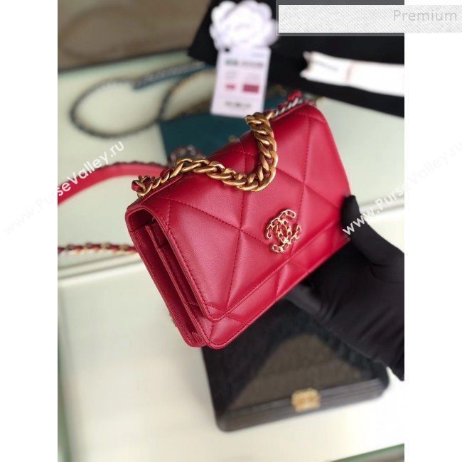 Chanel Quilted 19 Wallet on Chain WOC AP0957 Red 2019 (FM-9101410)