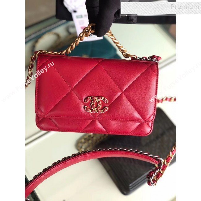 Chanel Quilted 19 Wallet on Chain WOC AP0957 Red 2019 (FM-9101410)