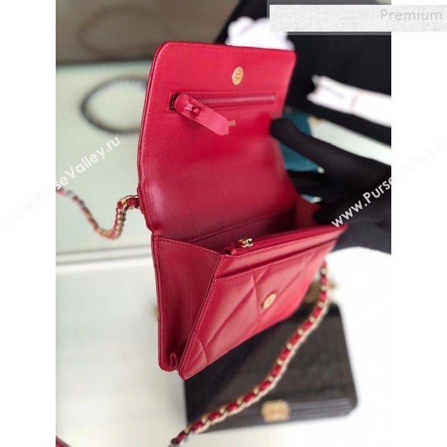 Chanel Quilted 19 Wallet on Chain WOC AP0957 Red 2019 (FM-9101410)