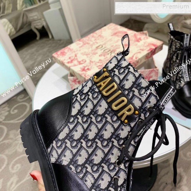 Dior JAdior Oblique Canvas and Calfskin Flat Lace-up Short Boots 2019 (MD-9101911)