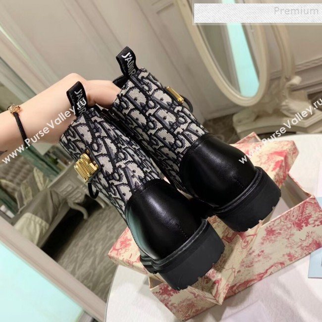 Dior JAdior Oblique Canvas and Calfskin Flat Lace-up Short Boots 2019 (MD-9101911)