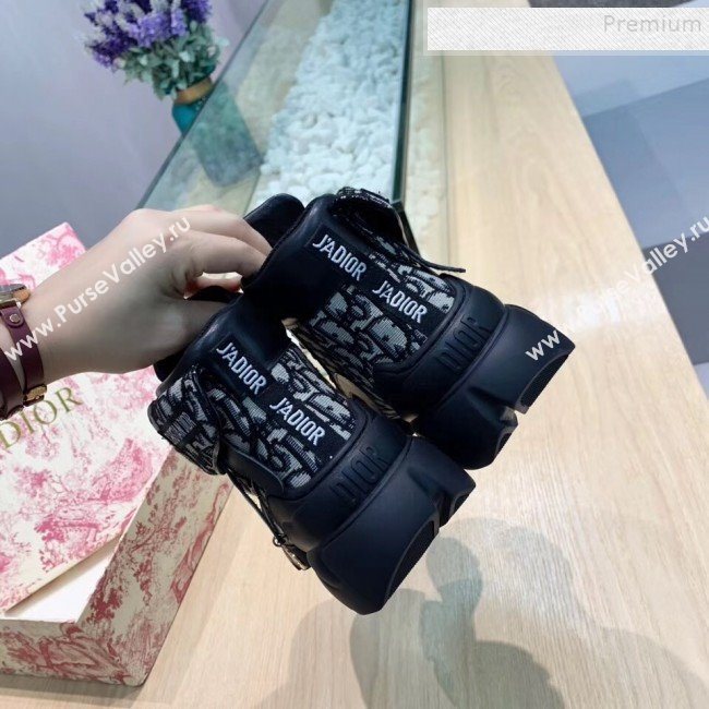 Dior Saddle Oblique Canvas and Calfskin High-top Sneakers Black 2019 (MD-9101915)