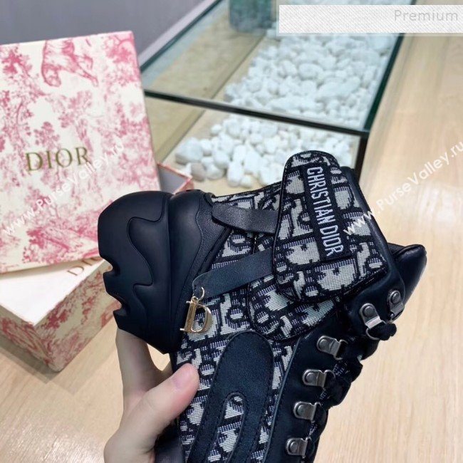 Dior Saddle Oblique Canvas and Calfskin High-top Sneakers Black 2019 (MD-9101915)