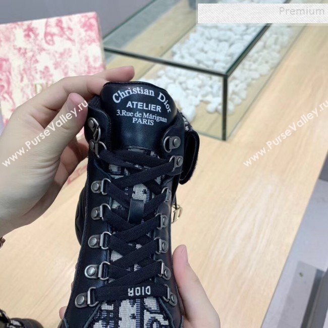 Dior Saddle Oblique Canvas and Calfskin High-top Sneakers Black 2019 (MD-9101915)