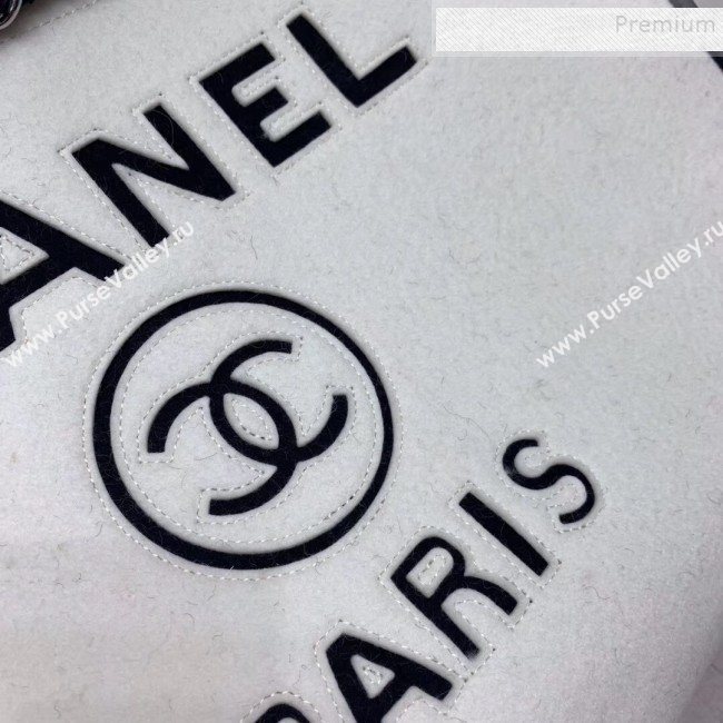 Chanel Deauville Wool Felt Large Shopping Bag A93786 White/Black 2019 (JIYUAN-9101701)