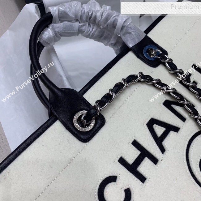 Chanel Deauville Wool Felt Large Shopping Bag A93786 White/Black 2019 (JIYUAN-9101701)