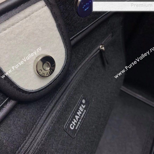 Chanel Deauville Wool Felt Large Shopping Bag A93786 White/Black 2019 (JIYUAN-9101701)