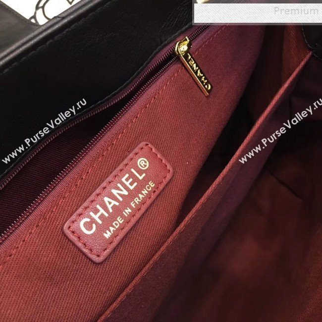 Chanel Chevron Calfskin Strap Shopping Bag Black 2019 (JIYUAN-9101704)