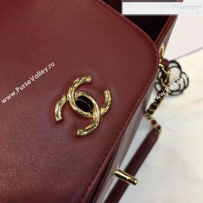 Chanel Chevron Calfskin Strap Shopping Bag Burgundy 2019 (JIYUAN-9101703)
