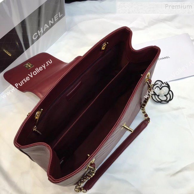 Chanel Chevron Calfskin Strap Shopping Bag Burgundy 2019 (JIYUAN-9101703)