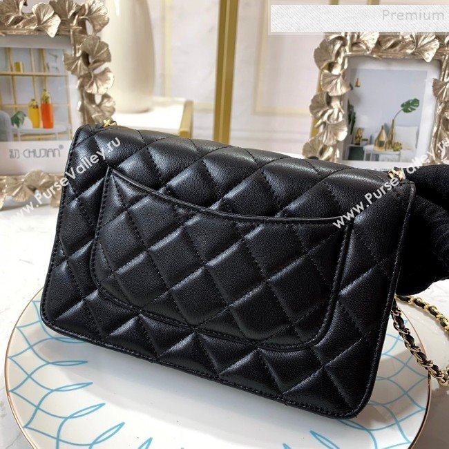 Chanel Quilted Lambskin Chain Trim Wallet on Chain WOC Black 2019 (FM-9101706)
