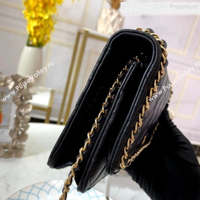 Chanel Quilted Lambskin Chain Trim Wallet on Chain WOC Black 2019 (FM-9101706)