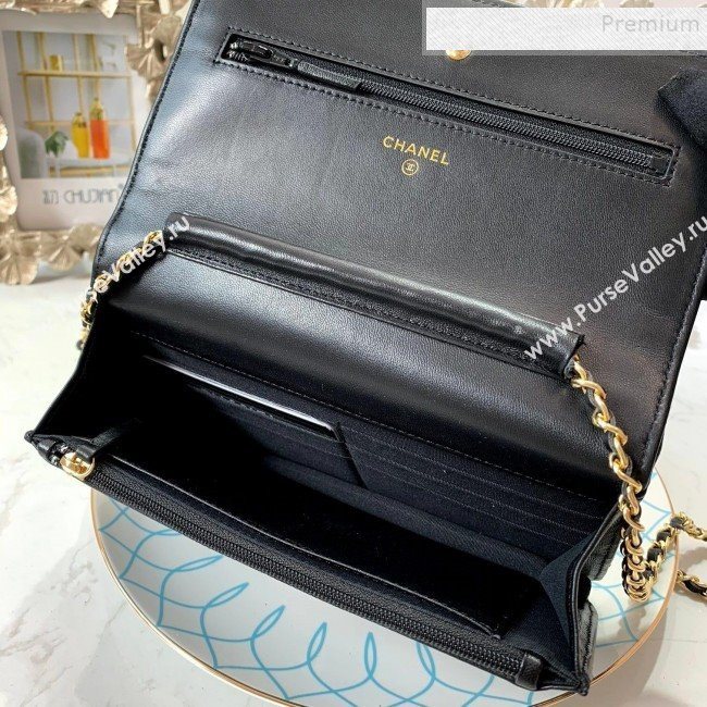Chanel Quilted Lambskin Chain Trim Wallet on Chain WOC Black 2019 (FM-9101706)