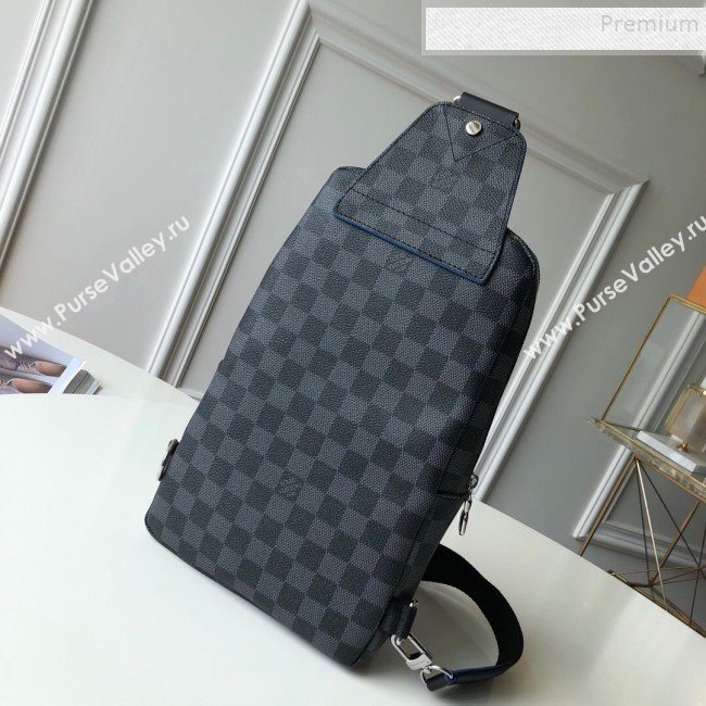 Louis Vuitton Mens Avenue Damier Graphite Canvas Sling Shoulder Bag N40008 Blue 2019 (KD-9101778)