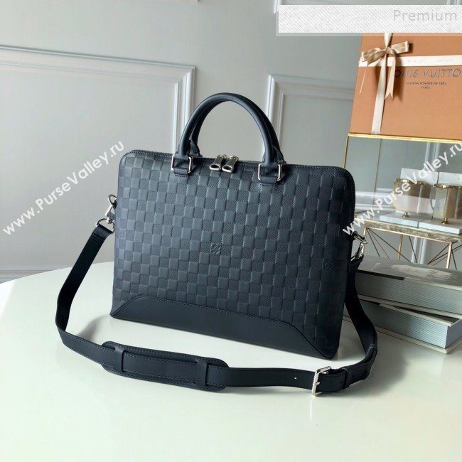 Louis Vuitton Avenue Soft Damier Leather Briefcase Top Handle Bag N41020 Dark Blue 2019 (KD-9101773)