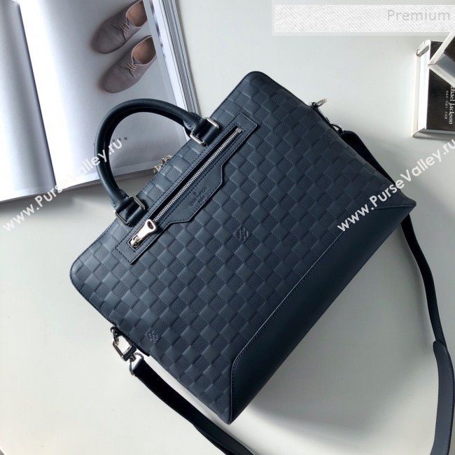 Louis Vuitton Avenue Soft Damier Leather Briefcase Top Handle Bag N41020 Dark Blue 2019 (KD-9101773)