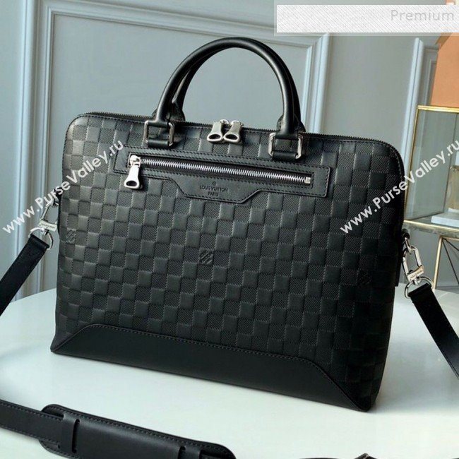 Louis Vuitton Avenue Soft Damier Leather Briefcase Top Handle Bag N41019 Black 2019 (KD-9101774)