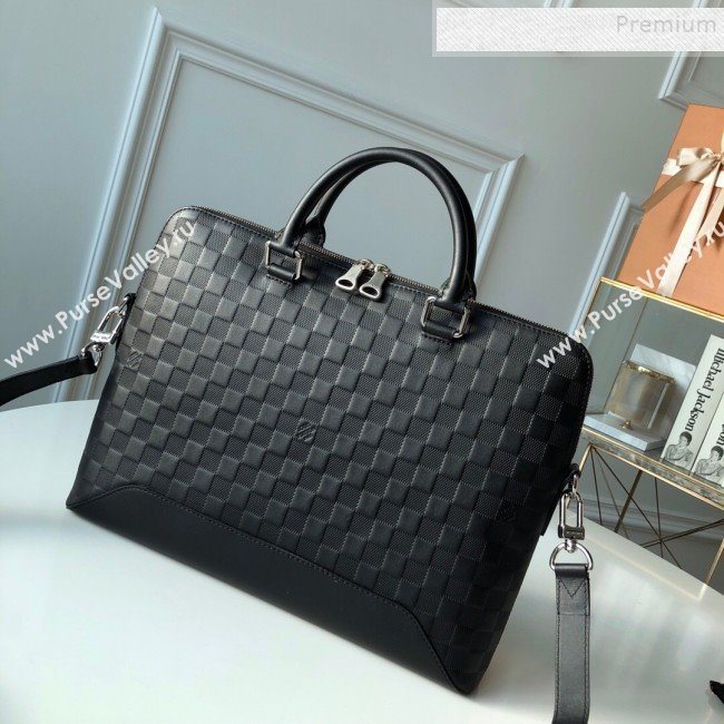 Louis Vuitton Avenue Soft Damier Leather Briefcase Top Handle Bag N41019 Black 2019 (KD-9101774)