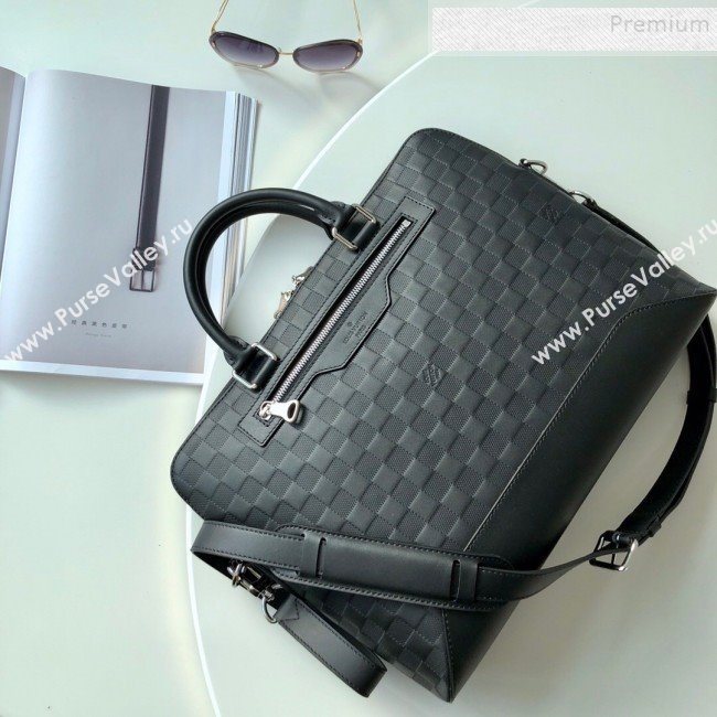 Louis Vuitton Avenue Soft Damier Leather Briefcase Top Handle Bag N41019 Black 2019 (KD-9101774)