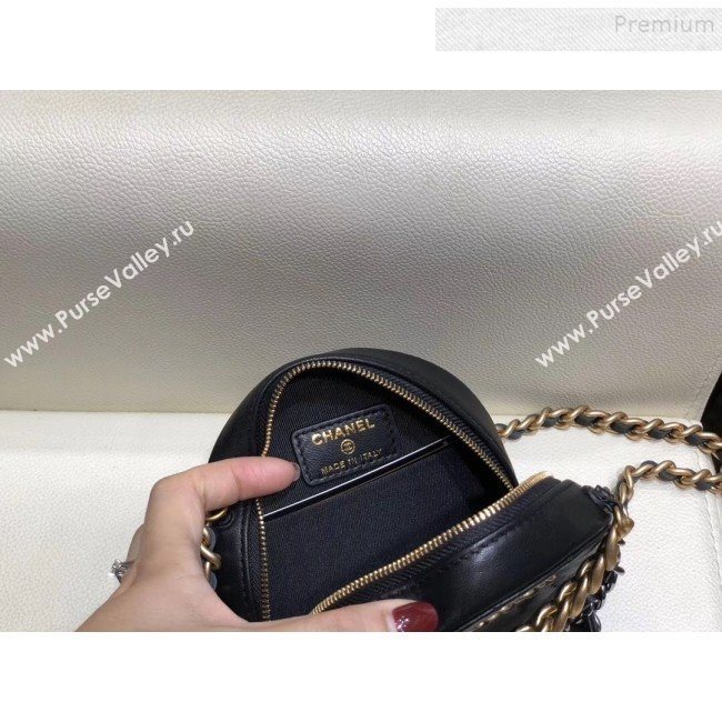 Chanel Maxi-Quilted Lambskin Round Clutch with Chain Black 2019 (SMJD-9102204)