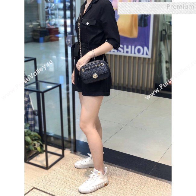 Chanel Quilted Grained Calfskin Round CC Metal Camera Bag AS6066 Black 2019 (SMJD-9102226)
