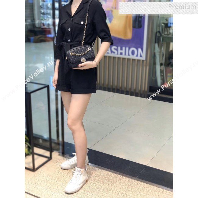Chanel Quilted Grained Calfskin Round CC Metal Camera Bag AS6066 Black 2019 (SMJD-9102226)
