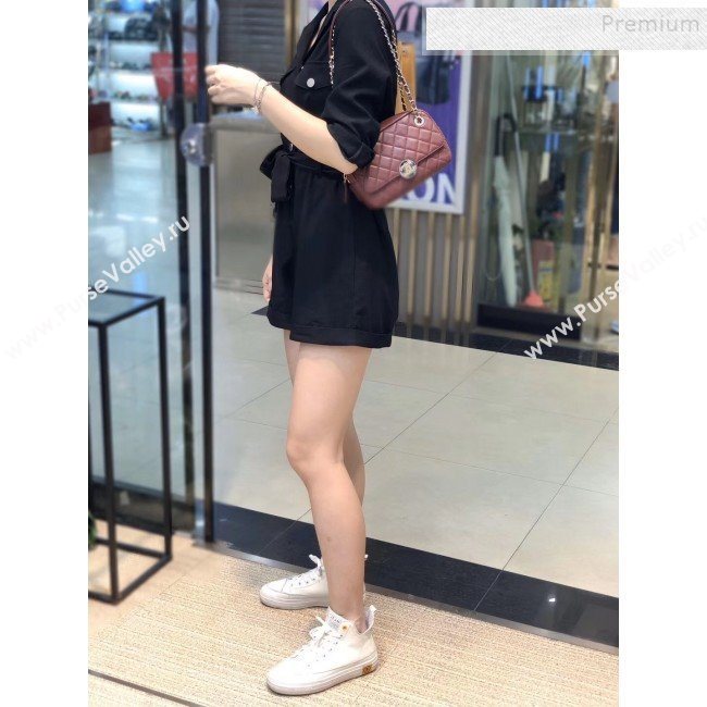 Chanel Quilted Grained Calfskin Round CC Metal Camera Bag AS6066 Burgundy 2019 (SMJD-9102225)