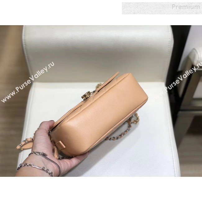 Chanel Quilted Grained Calfskin Round CC Metal Camera Bag AS6066 Apricot 2019 (SMJD-9102224)