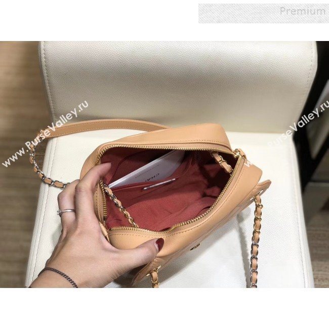 Chanel Quilted Grained Calfskin Round CC Metal Camera Bag AS6066 Apricot 2019 (SMJD-9102224)