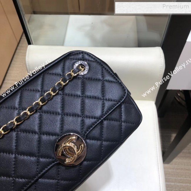 Chanel Quilted Grained Calfskin Round CC Metal Camera Bag AS6066 Black 2019 (SMJD-9102226)