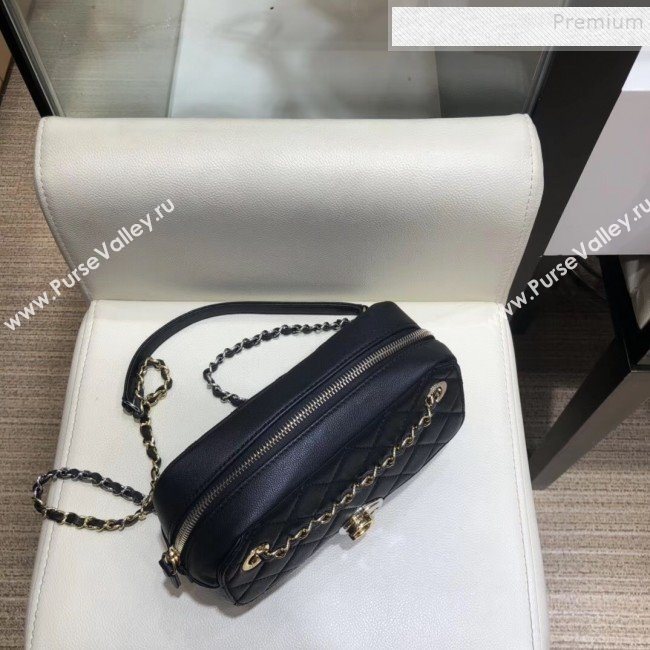 Chanel Quilted Grained Calfskin Round CC Metal Camera Bag AS6066 Black 2019 (SMJD-9102226)