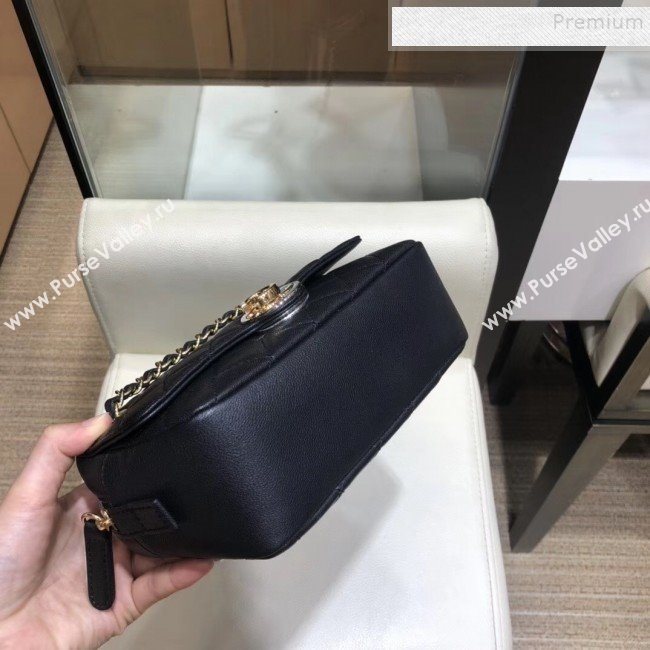 Chanel Quilted Grained Calfskin Round CC Metal Camera Bag AS6066 Black 2019 (SMJD-9102226)