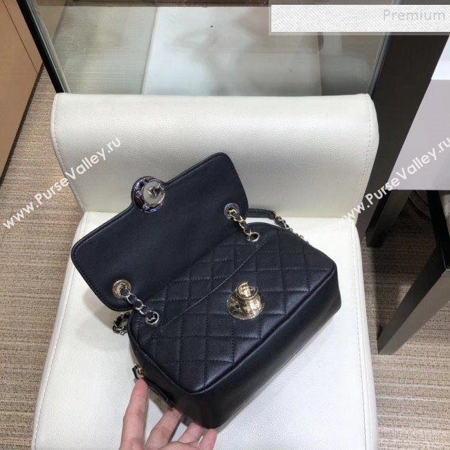 Chanel Quilted Grained Calfskin Round CC Metal Camera Bag AS6066 Black 2019 (SMJD-9102226)