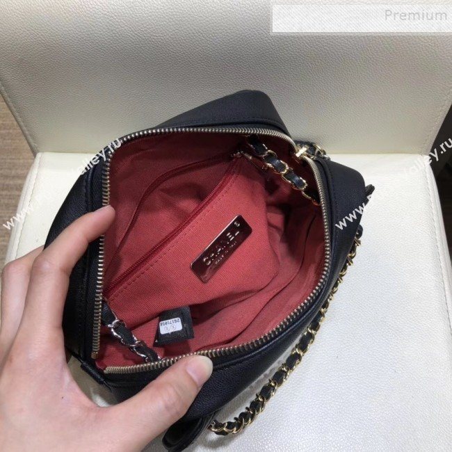 Chanel Quilted Grained Calfskin Round CC Metal Camera Bag AS6066 Black 2019 (SMJD-9102226)