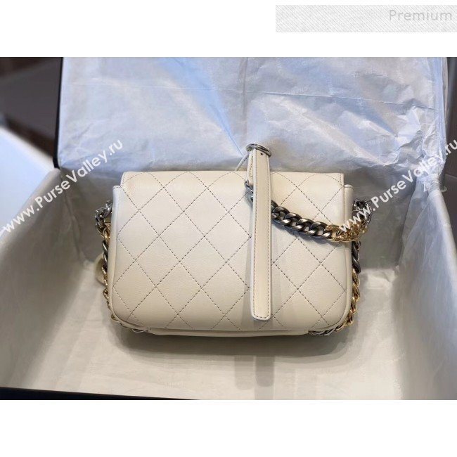 Chanel Quilted Calfskin Flap Bag AS0413 White 2019 (SMJD-9102205)