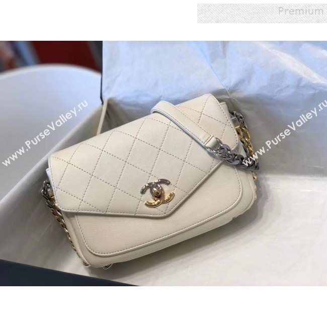 Chanel Quilted Calfskin Flap Bag AS0413 White 2019 (SMJD-9102205)