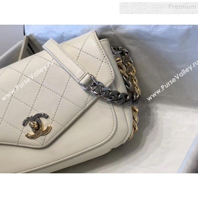 Chanel Quilted Calfskin Flap Bag AS0413 White 2019 (SMJD-9102205)
