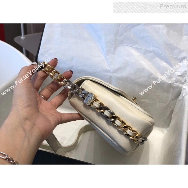 Chanel Quilted Calfskin Flap Bag AS0413 White 2019 (SMJD-9102205)