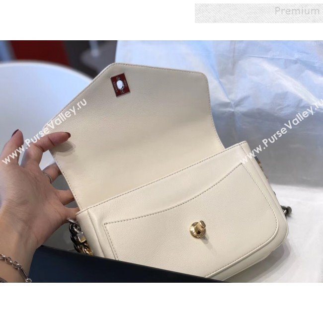 Chanel Quilted Calfskin Flap Bag AS0413 White 2019 (SMJD-9102205)