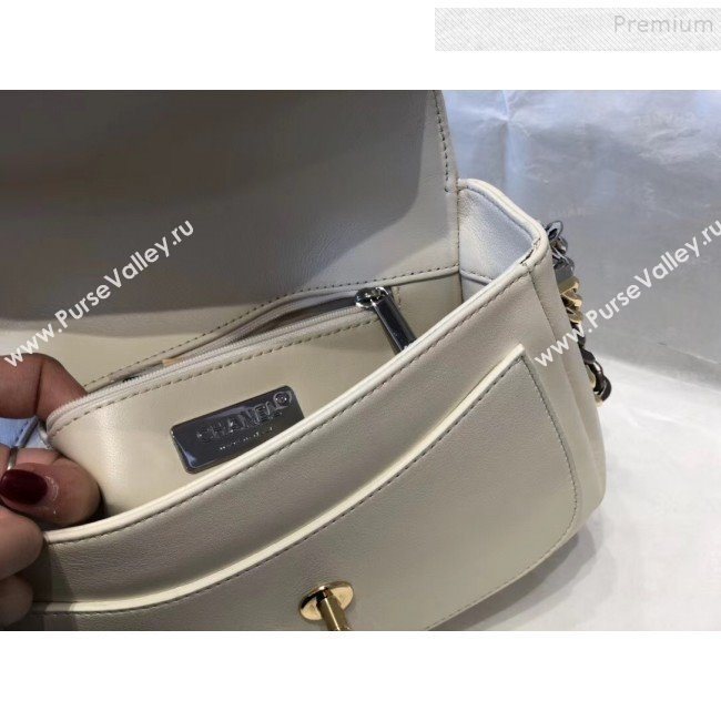 Chanel Quilted Calfskin Flap Bag AS0413 White 2019 (SMJD-9102205)
