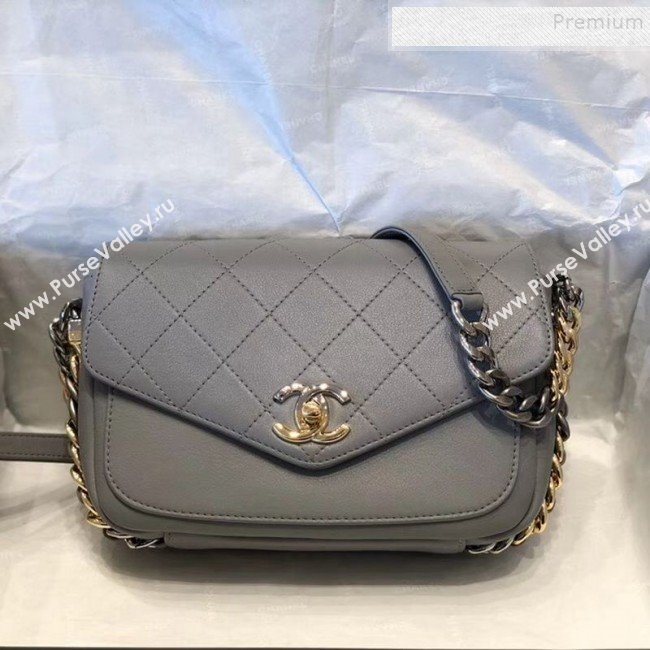 Chanel Quilted Calfskin Flap Bag AS0413 Gray 2019 (SMJD-9102206)