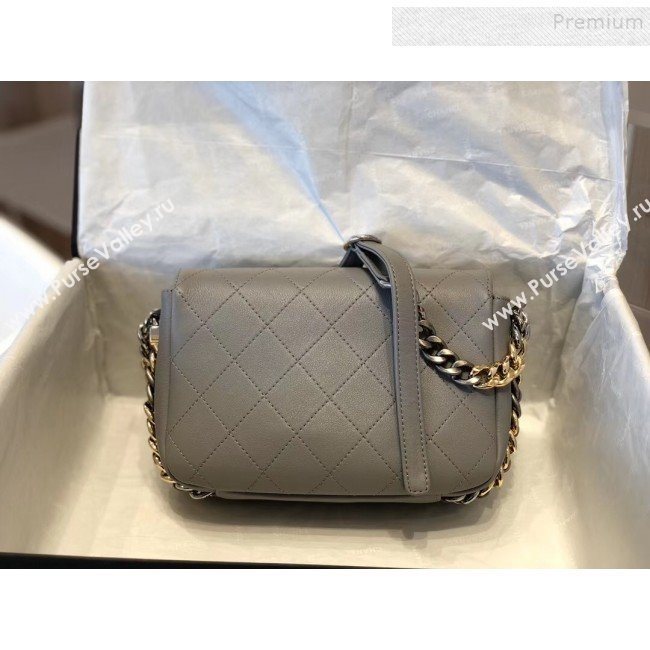 Chanel Quilted Calfskin Flap Bag AS0413 Gray 2019 (SMJD-9102206)