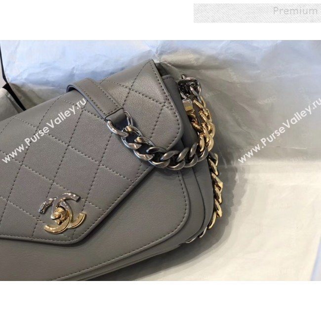 Chanel Quilted Calfskin Flap Bag AS0413 Gray 2019 (SMJD-9102206)