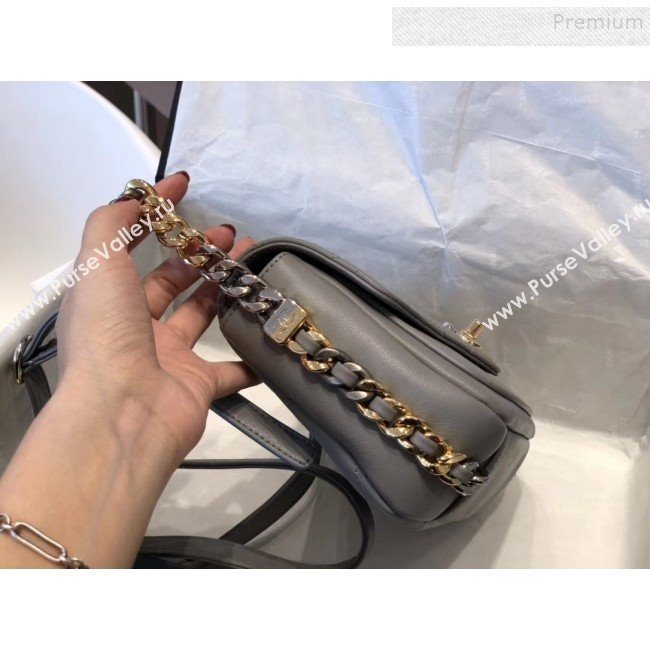 Chanel Quilted Calfskin Flap Bag AS0413 Gray 2019 (SMJD-9102206)